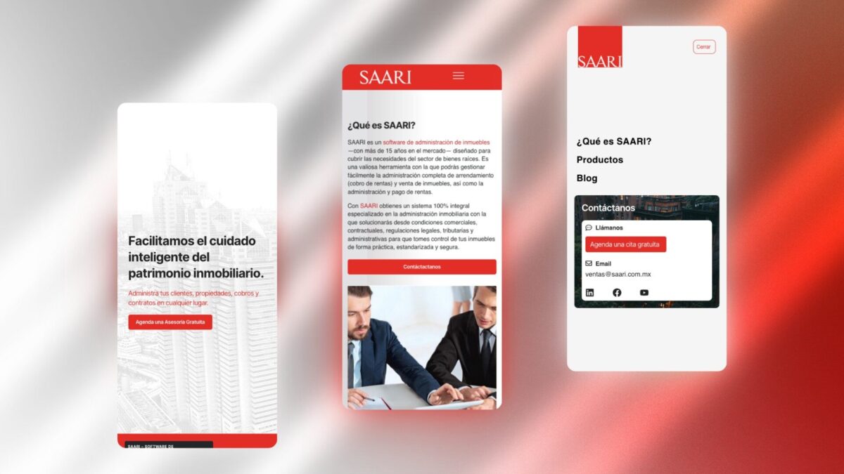 SAARI Software Inmobiliario homepage design