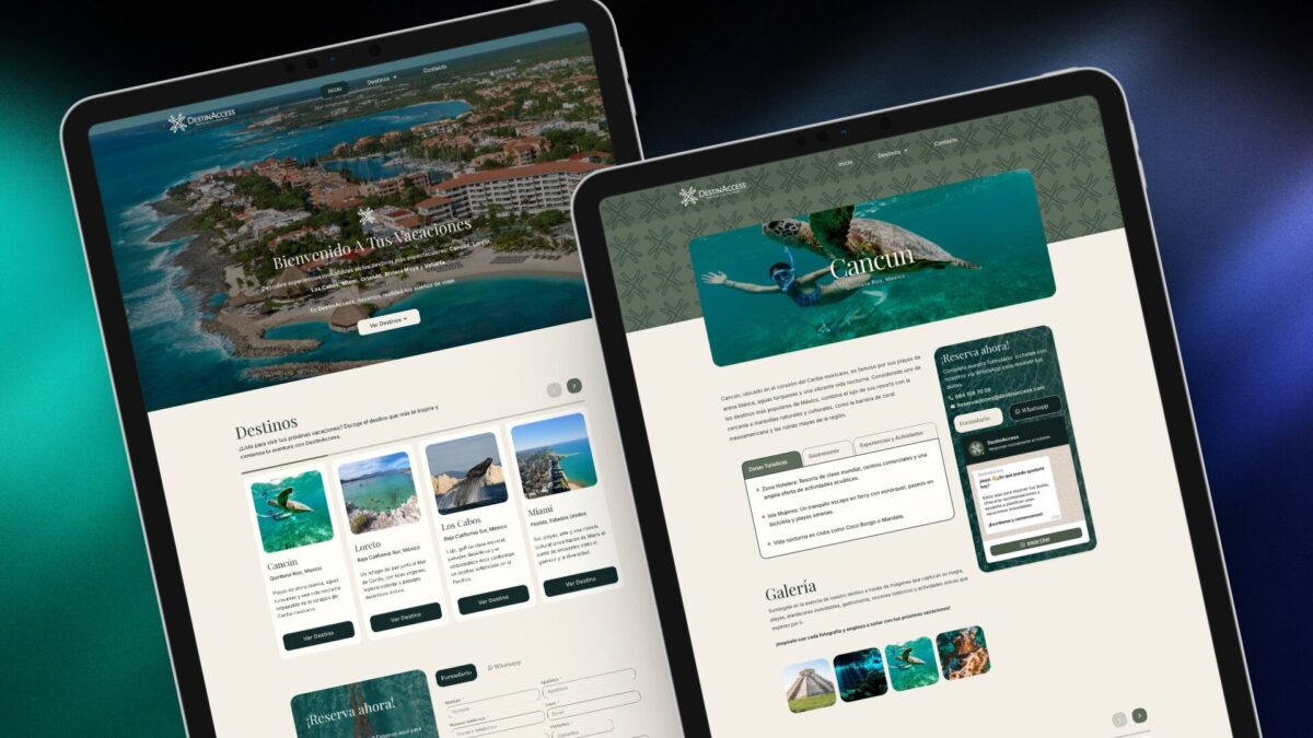 DestinAccess travel website interface